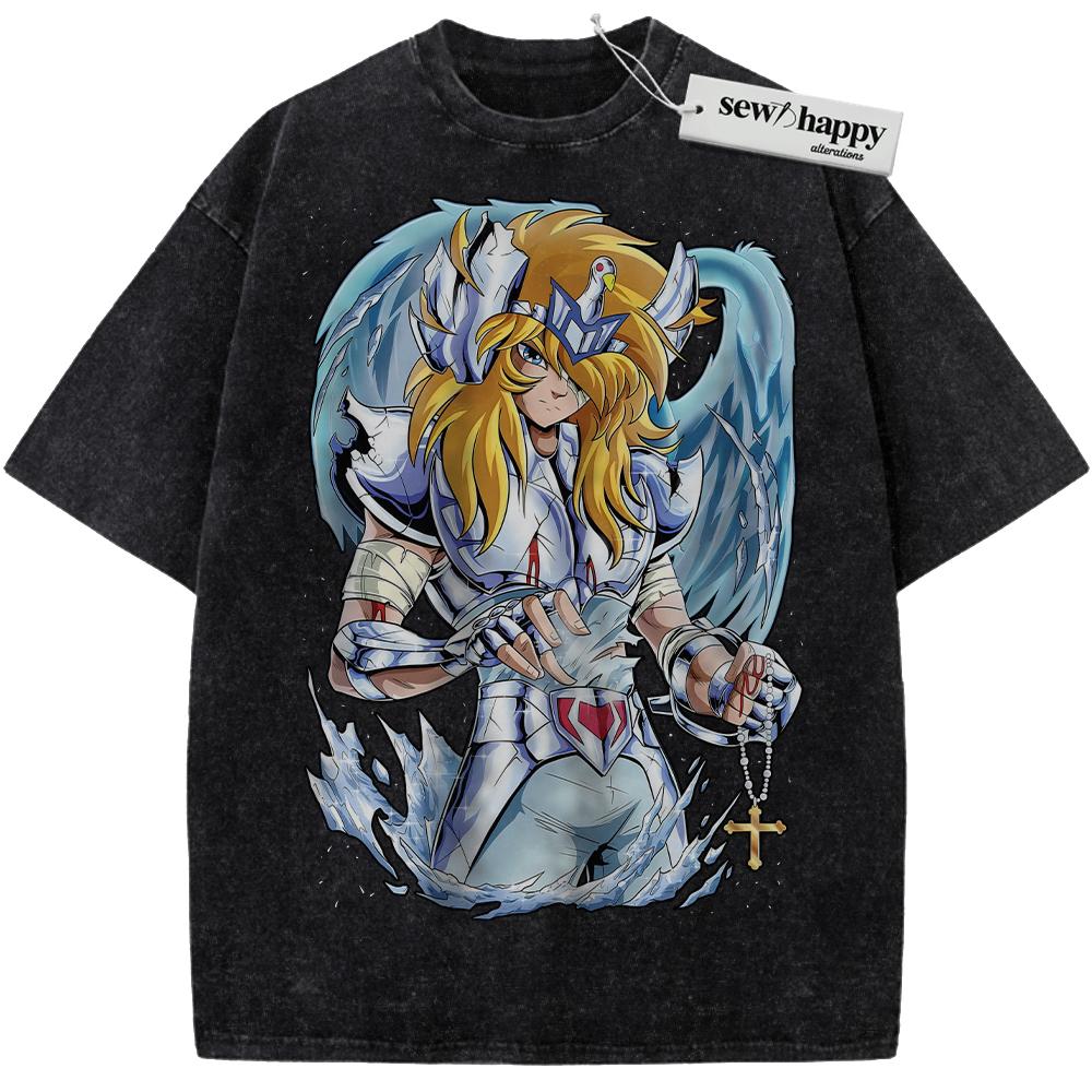 Wash Tee Cygnus Hyoga Shirt, Saint Seiya Shirt, Anime Shirt, Vintage Tee
