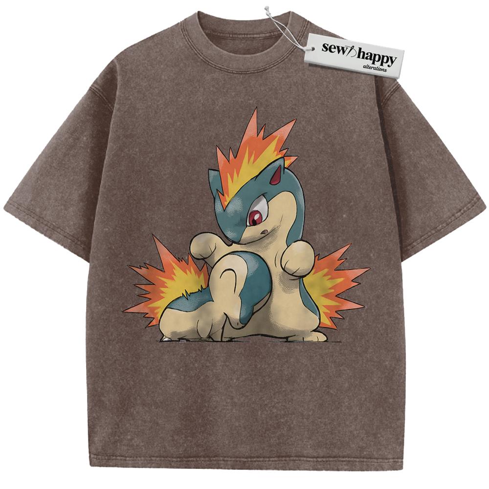 Wash Tee Cyndaquil Shirt, Typhlosion Shirt, Pokemon Shirt, PKM Shirt, Anime Shirt, Vintage T-Shirt