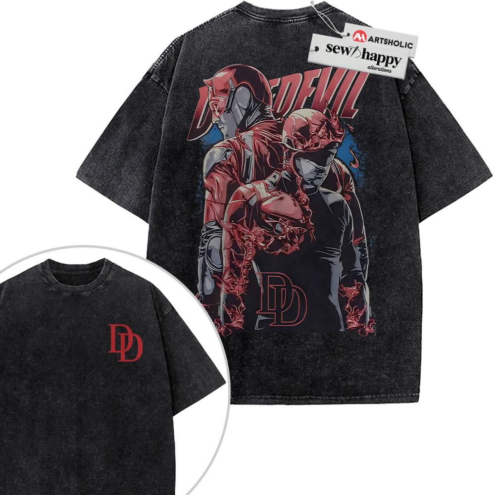 Wash Tee Daredevil Shirt, Marvel Comics Shirt, Vintage T-Shirt 2-Sided