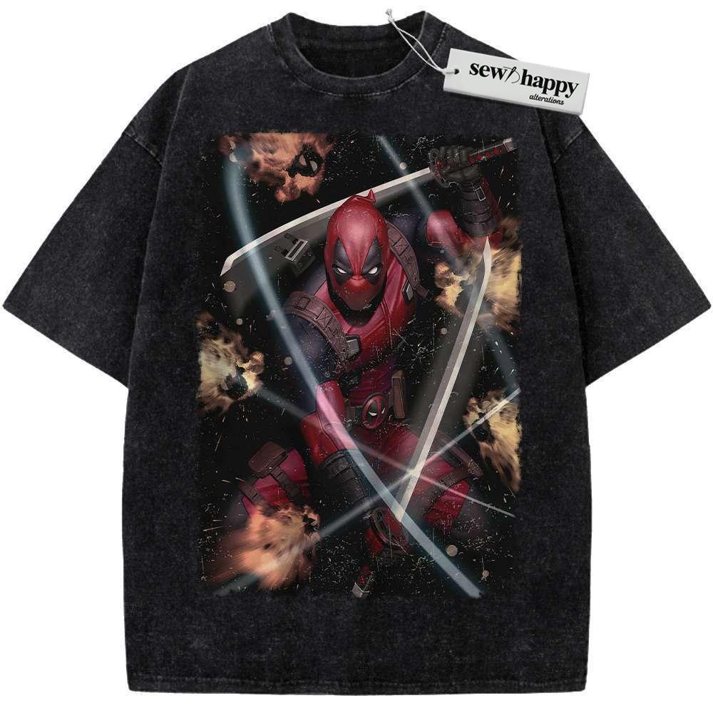 Wash Tee Deadpool Shirt, Marvel Comics Shirt, Vintage Tee Wash Tee Deadpool Shirt, Marvel Comics Shirt, Vintage Tee - Image 1