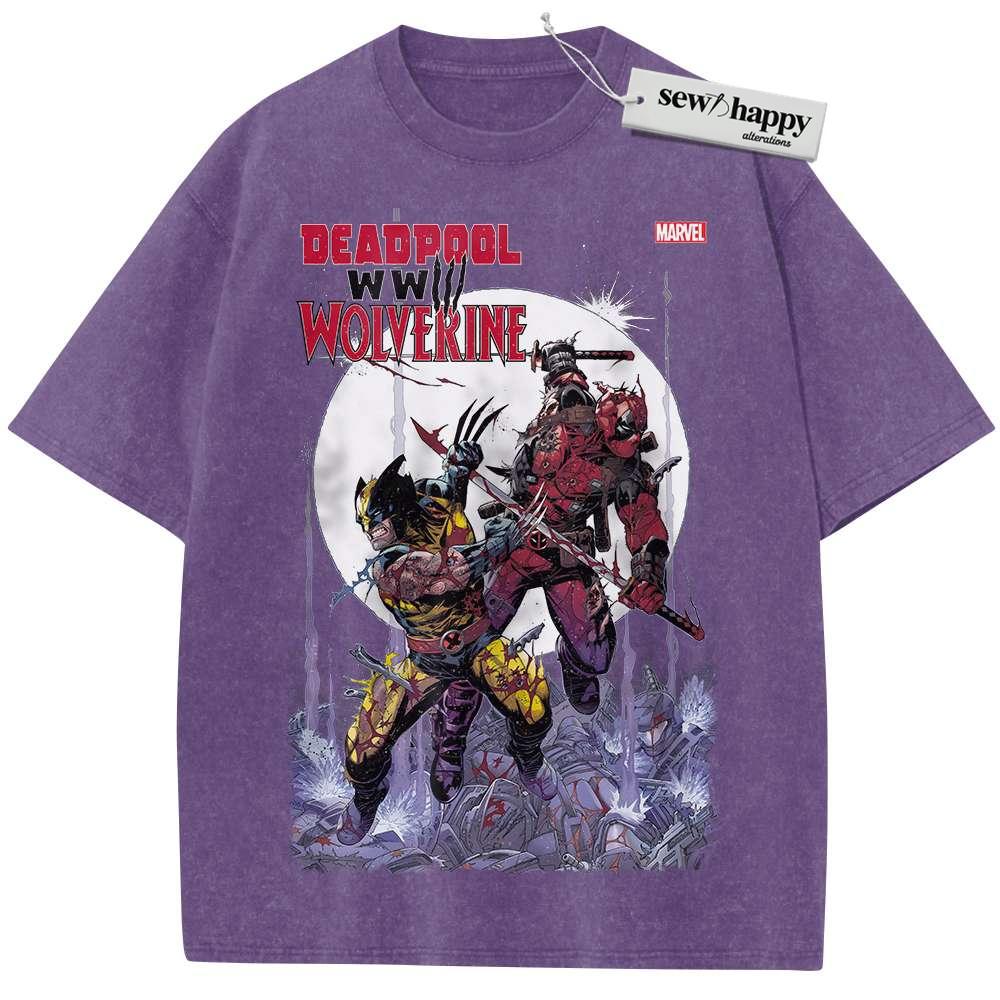 Wash Tee Deadpool Shirt, Wolverine Shirt, Marvel Comics Shirt, Vintage Tee Wash Tee Deadpool Shirt, Wolverine Shirt, Marvel Comics Shirt, Vintage Tee - Image 1