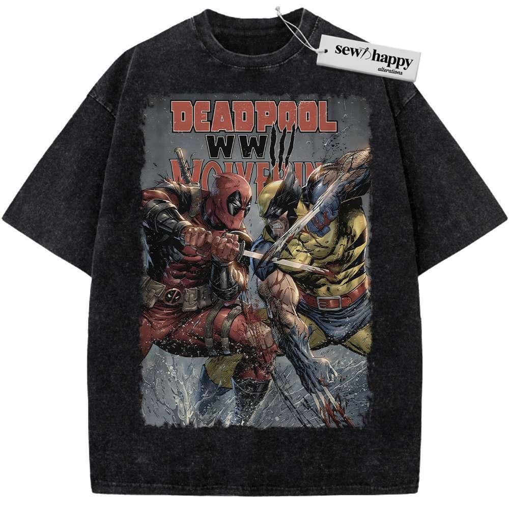 Wash Tee Deadpool Shirt, Wolverine Shirt, Marvel Comics Shirt, Vintage Tee