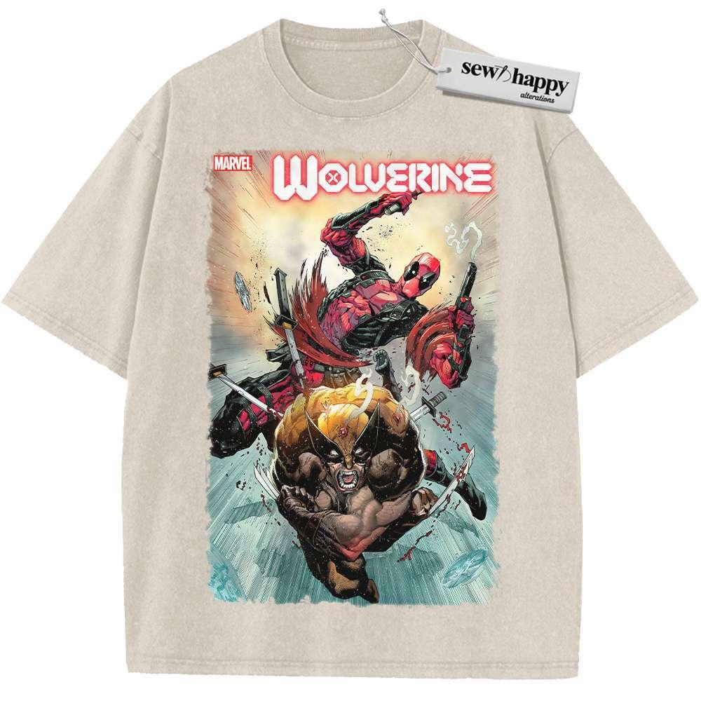Wash Tee Deadpool Shirt, Wolverine Shirt, Marvel Comics Shirt, Vintage Tee