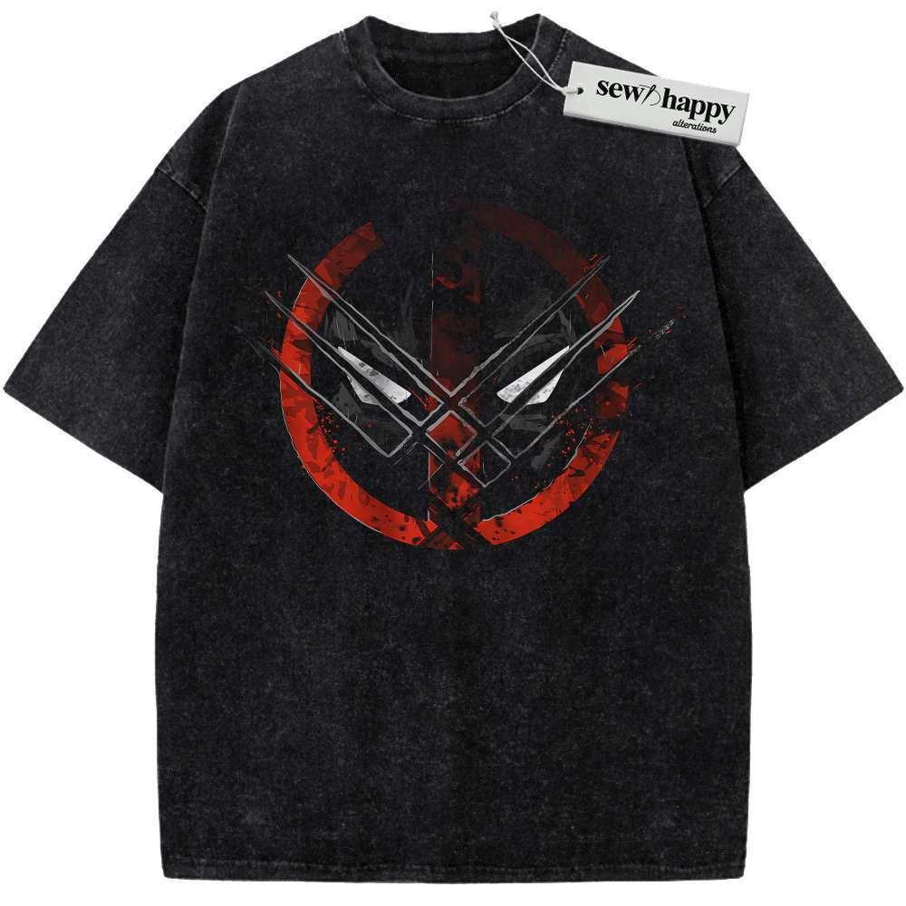 Wash Tee Deadpool vs Wolverine Shirt, Marvel Comics Shirt, Vintage T-Shirt