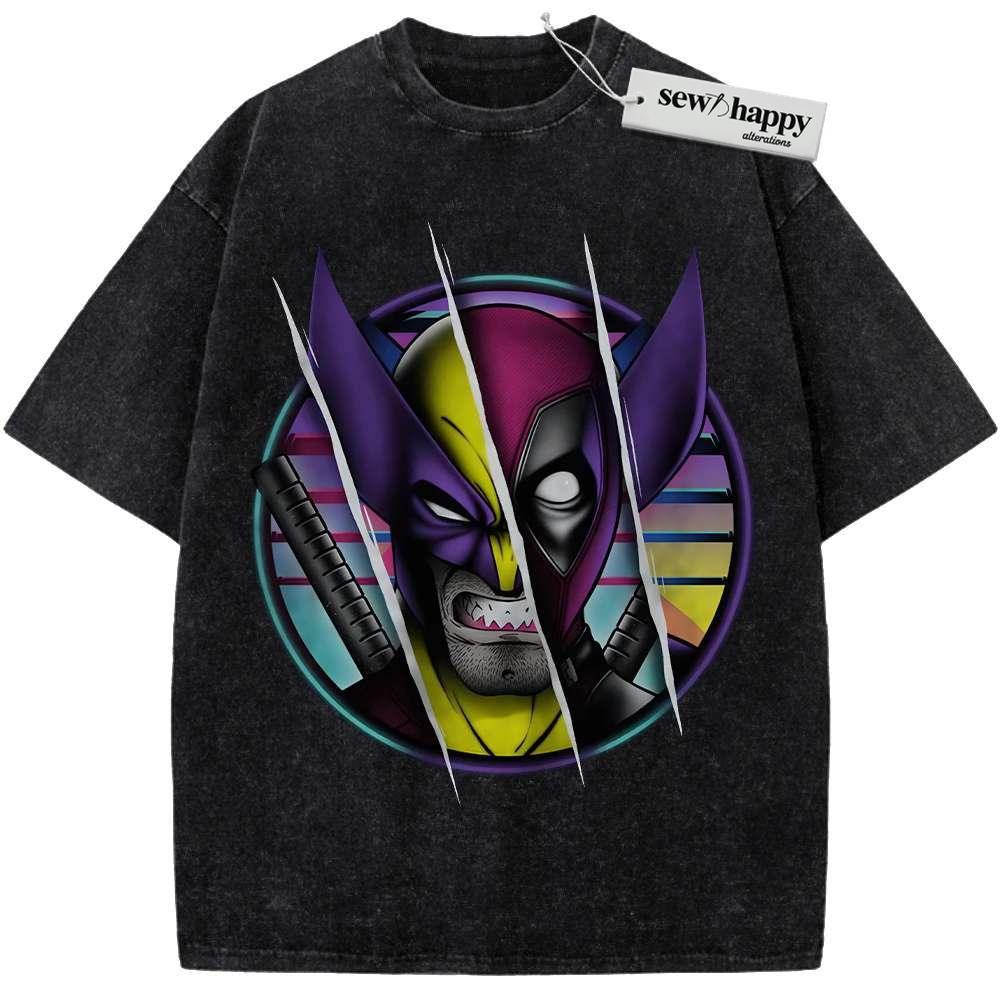 Wash Tee Deadpool vs Wolverine Shirt, Marvel Comics Shirt, Vintage Tee