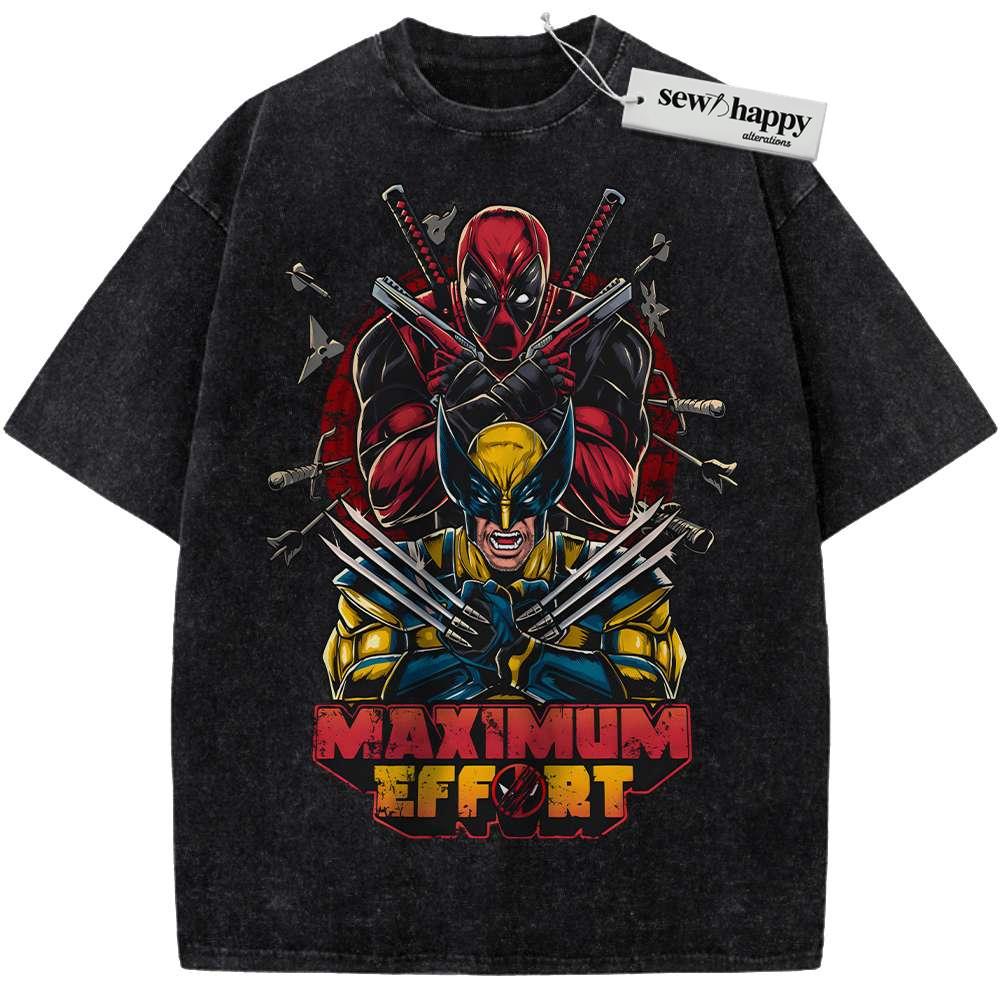 Wash Tee Deadpool vs Wolverine Shirt, Marvel Comics Shirt, Vintage Tee