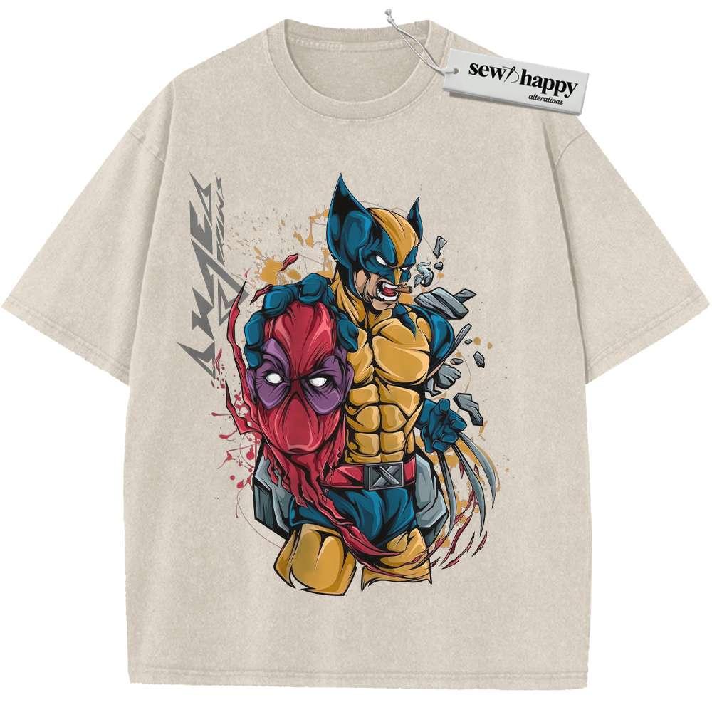 Wash Tee Deadpool vs Wolverine Shirt, Marvel Comics Shirt, Vintage Tee Wash Tee Deadpool vs Wolverine Shirt, Marvel Comics Shirt, Vintage Tee - Image 1