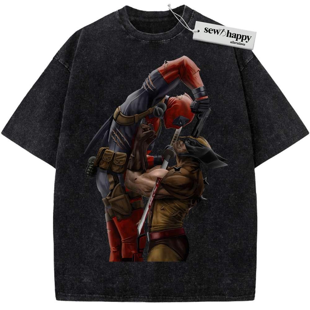 Wash Tee Deadpool vs Wolverine Shirt, Marvel Comics Shirt, Vintage Tee