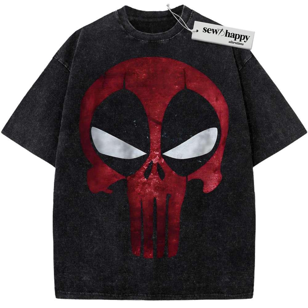 Wash Tee Deadpool x Punisher Shirt, Marvel Comics Shirt, Vintage T-Shirt