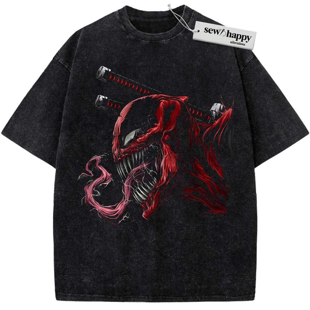 Wash Tee Deadpool x Venom Shirt, Marvel Comics Shirt, Vintage T-Shirt
