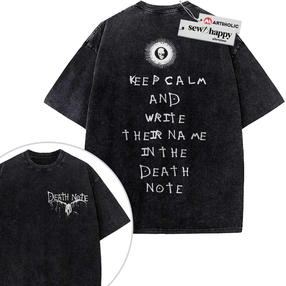 Wash Tee Death Note Shirt, Anime Shirt, Vintage T-Shirt 2-Sided Wash Tee Death Note Shirt, Anime Shirt, Vintage T-Shirt 2-Sided - Image 1