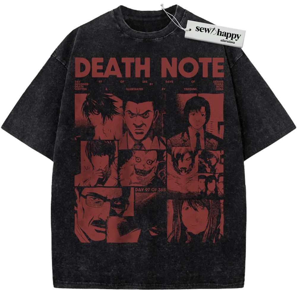 Wash Tee Death Note Shirt, Anime Shirt, Vintage T-Shirt Wash Tee Death Note Shirt, Anime Shirt, Vintage T-Shirt - Image 1