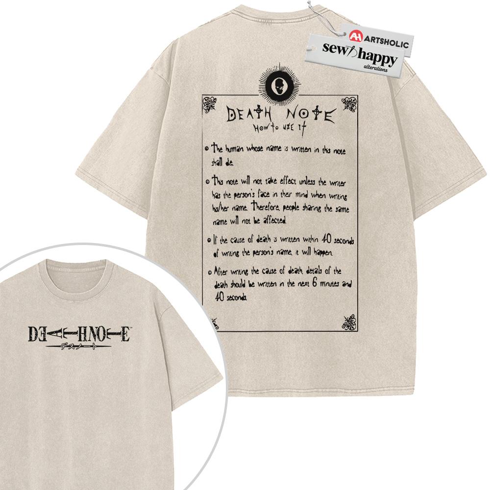 Wash Tee Death Note Shirt, Anime Shirt, Vintage Tee 2-Sided