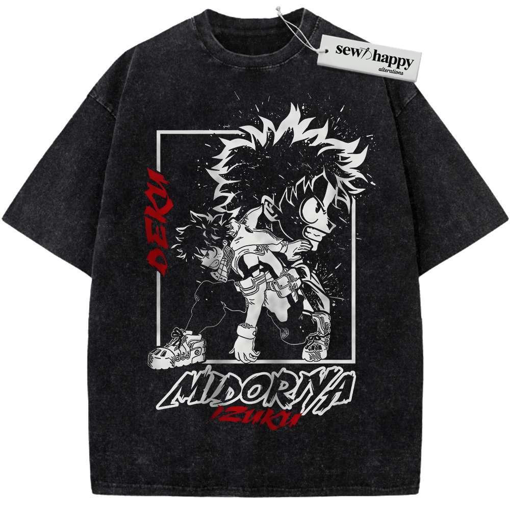 Wash Tee Deku Shirt, Izuki Midoriya Shirt, MHA Shirt, Anime Shirt, Vintage Tee