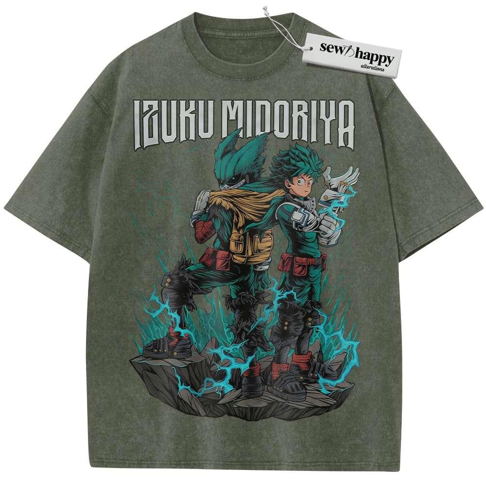 Wash Tee Deku Shirt, Izuku Midoriya Shirt, MHA Shirt, Anime Shirt, Vintage Tee