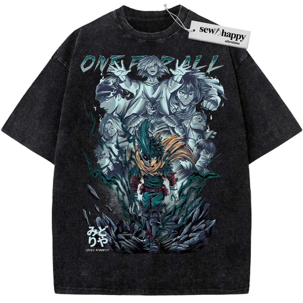 Wash Tee Deku Shirt, Izuku Midoriya Shirt, MHA Shirt, Anime Shirt, Vintage Tee