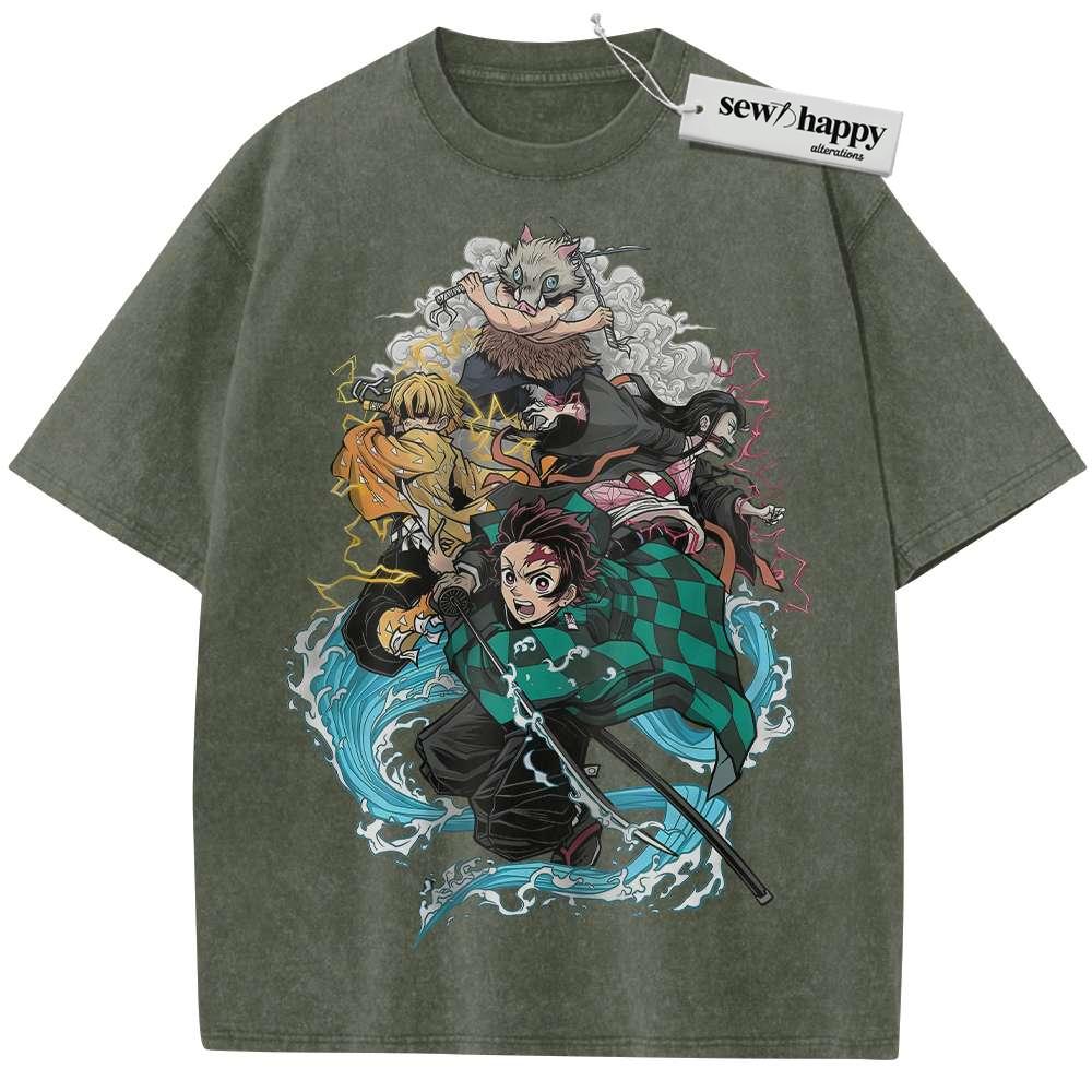Wash Tee Demon Slayer Shirt, Anime Shirt, Vintage Tee