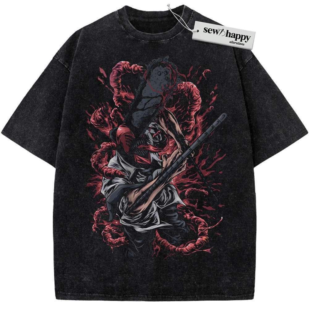 Wash Tee Denji - Chainsaw Devil Shirt, Chainsaw Man Shirt, Anime Shirt, Vintage T-Shirt