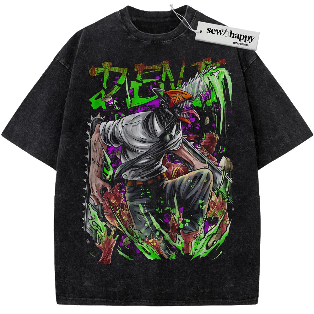 Wash Tee Denji Shirt, Chainsaw Devil Shirt, Chainsaw Man Shirt, Anime Shirt, Vintage T-Shirt