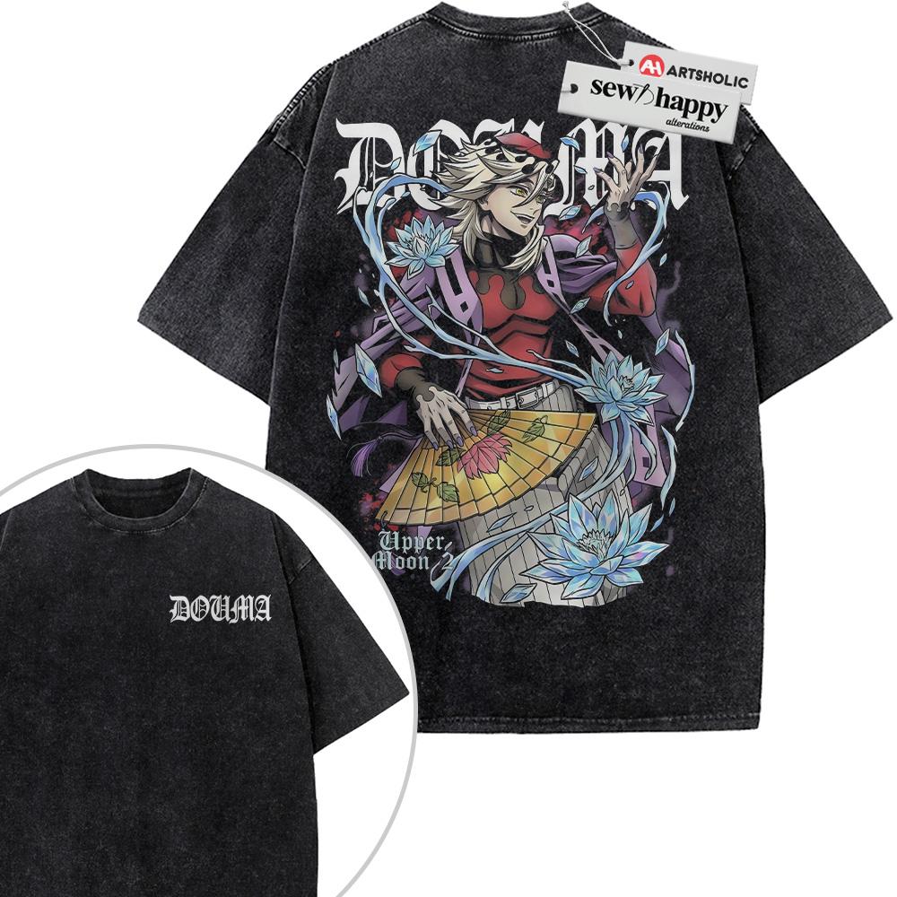 Wash Tee Doma Shirt, Demon Slayer Shirt, Anime Shirt, Vintage T-Shirt 2-Sided