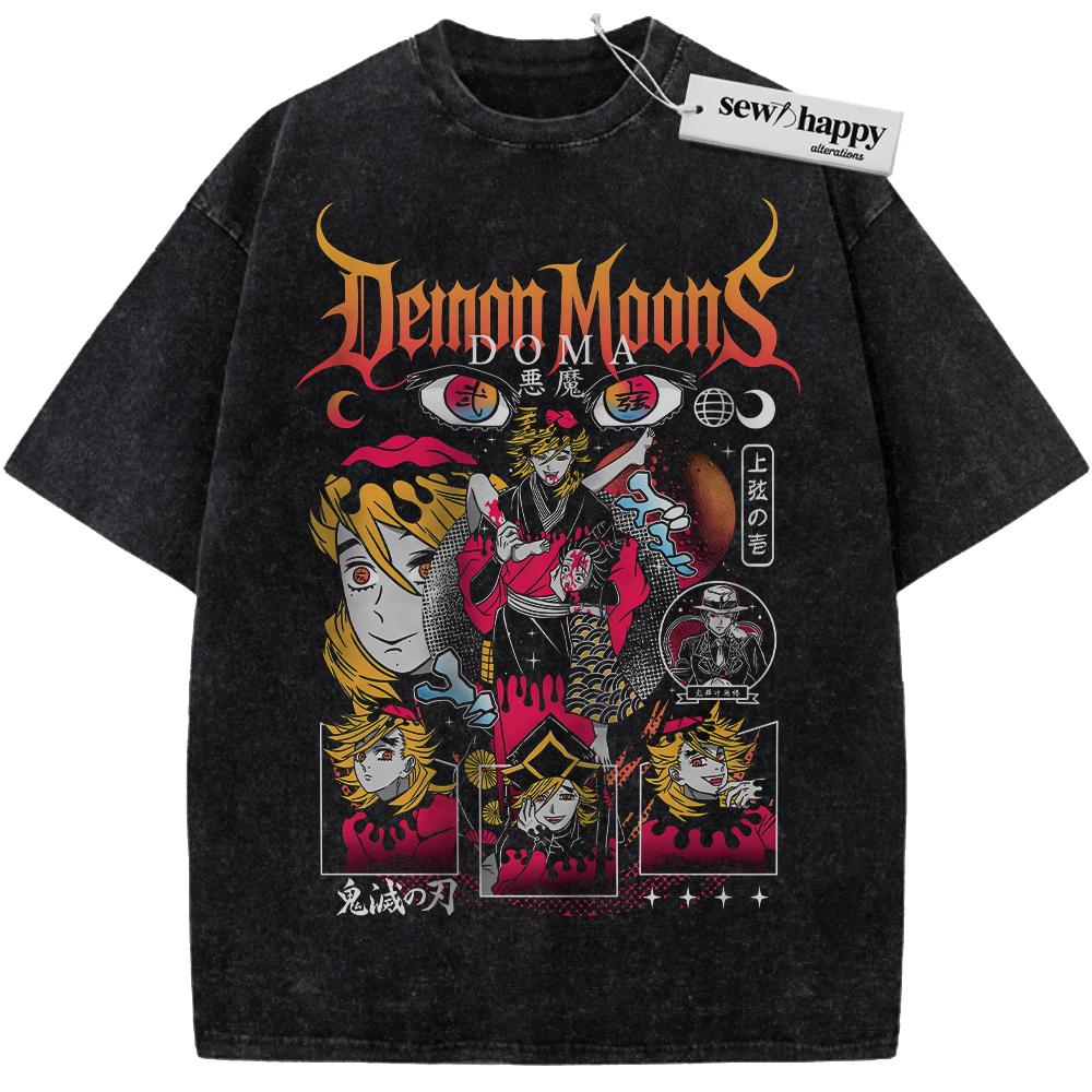 Wash Tee Doma Shirt, Demon Slayer Shirt, Kimetsu no Yaiba Shirt, Anime Shirt, Vintage Tee Wash Tee Doma Shirt, Demon Slayer Shirt, Kimetsu no Yaiba Shirt, Anime Shirt, Vintage Tee - Image 1
