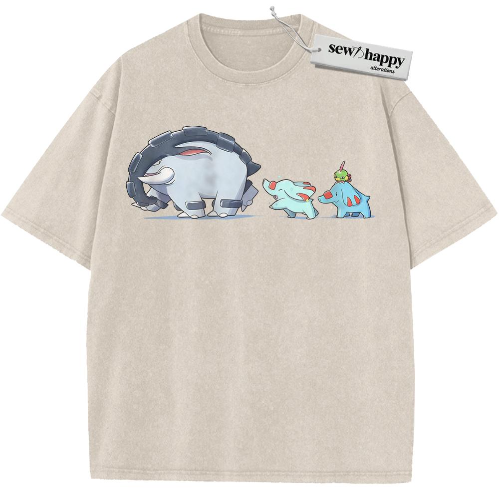 Wash Tee Donphan and Phanpy Shirt, Pokemon Shirt, PKM Shirt, Anime Shirt, Vintage T-Shirt
