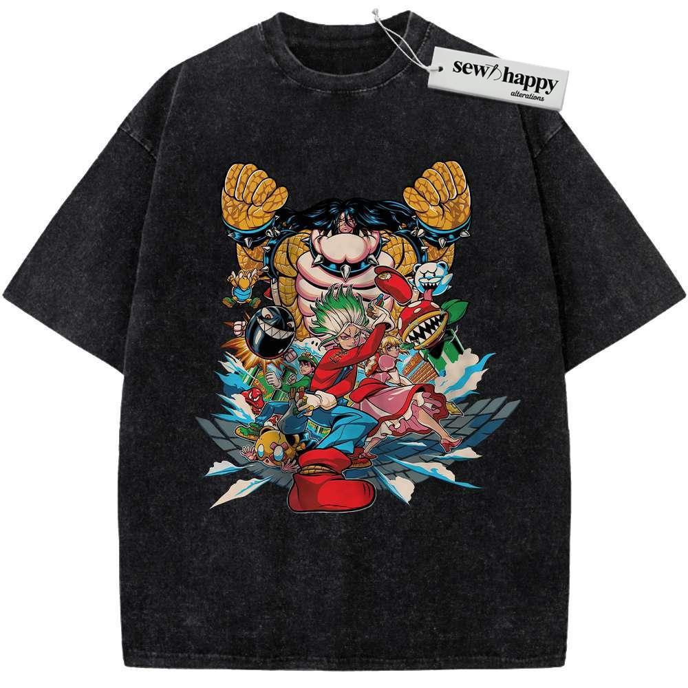 Wash Tee Dr Stone Shirt, Mario Shirt, Anime Shirt, Vintage T-Shirt