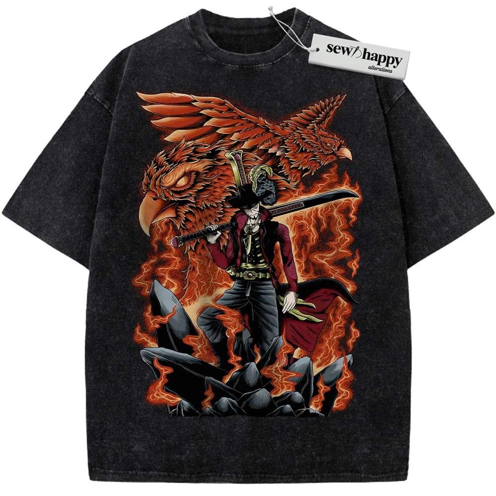 Wash Tee Dracule Mihawk Shirt, One Piece Shirt, Anime Shirt, Vintage T-Shirt