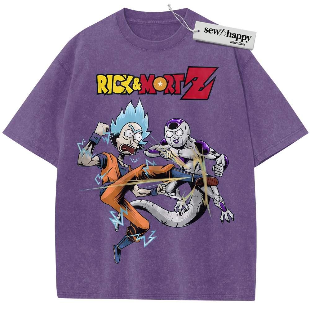 Wash Tee Dragon Ball x Rick and Morty Shirt, Animated Shirt, Vintage T-Shirt