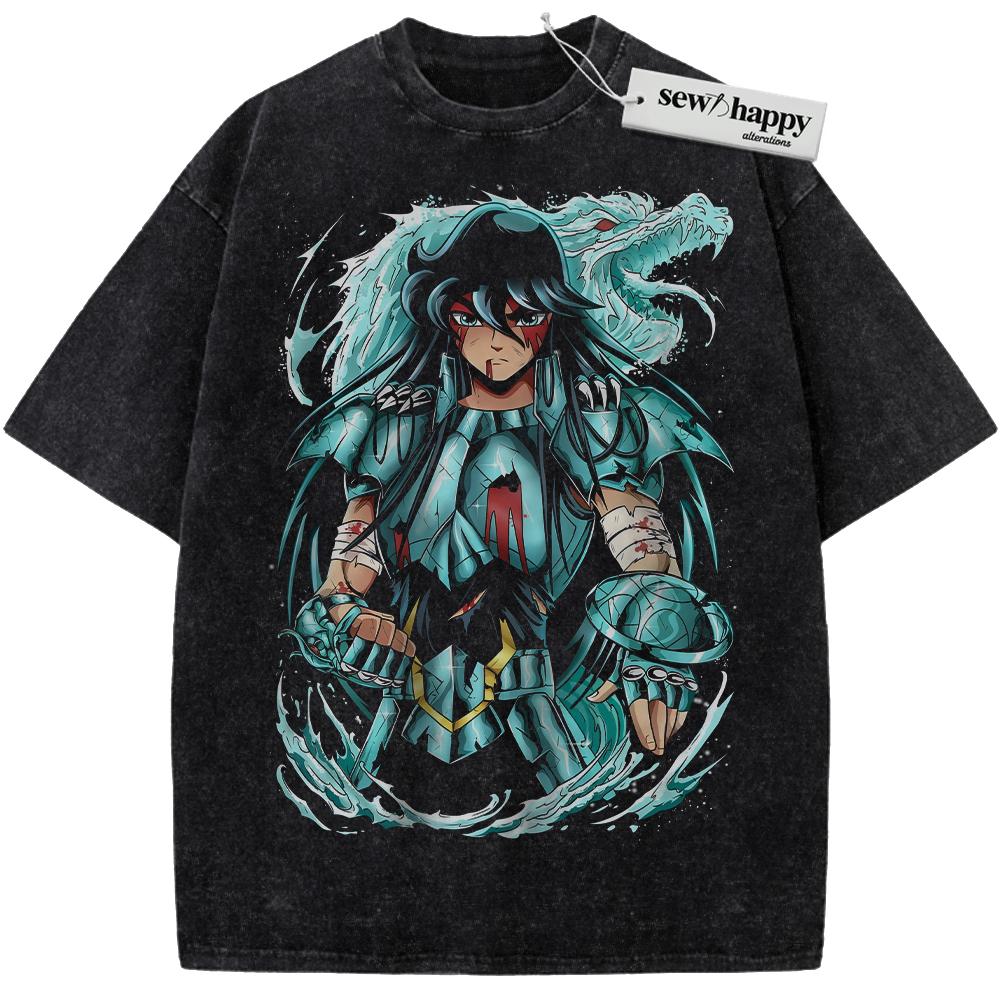 Wash Tee Dragon Shiryu Shirt, Saint Seiya Shirt, Anime Shirt, Vintage T-Shirt
