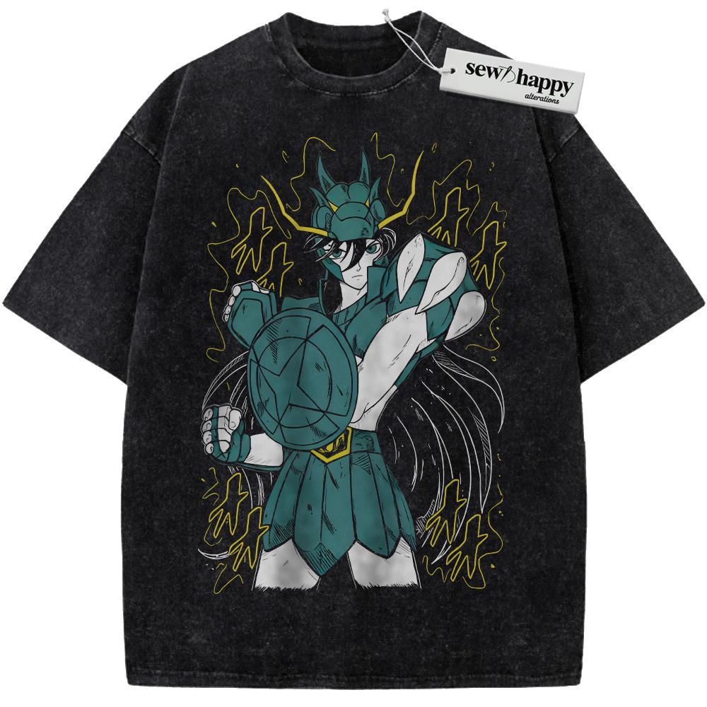 Wash Tee Dragon Shiryu Shirt, Saint Seiya Shirt, Anime Shirt, Vintage T-Shirt
