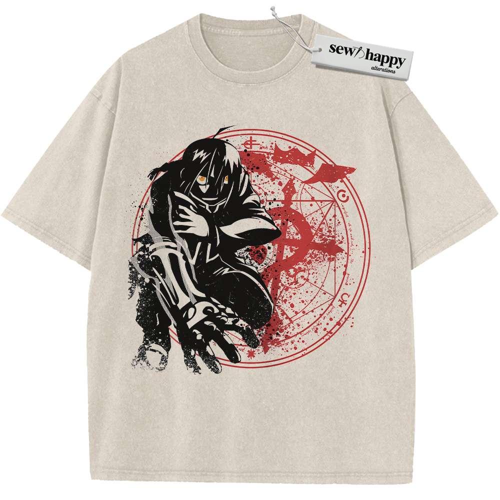Wash Tee Edward Elric Shirt, Fullmetal Alchemist Shirt, Anime Shirt, Vintage T-Shirt