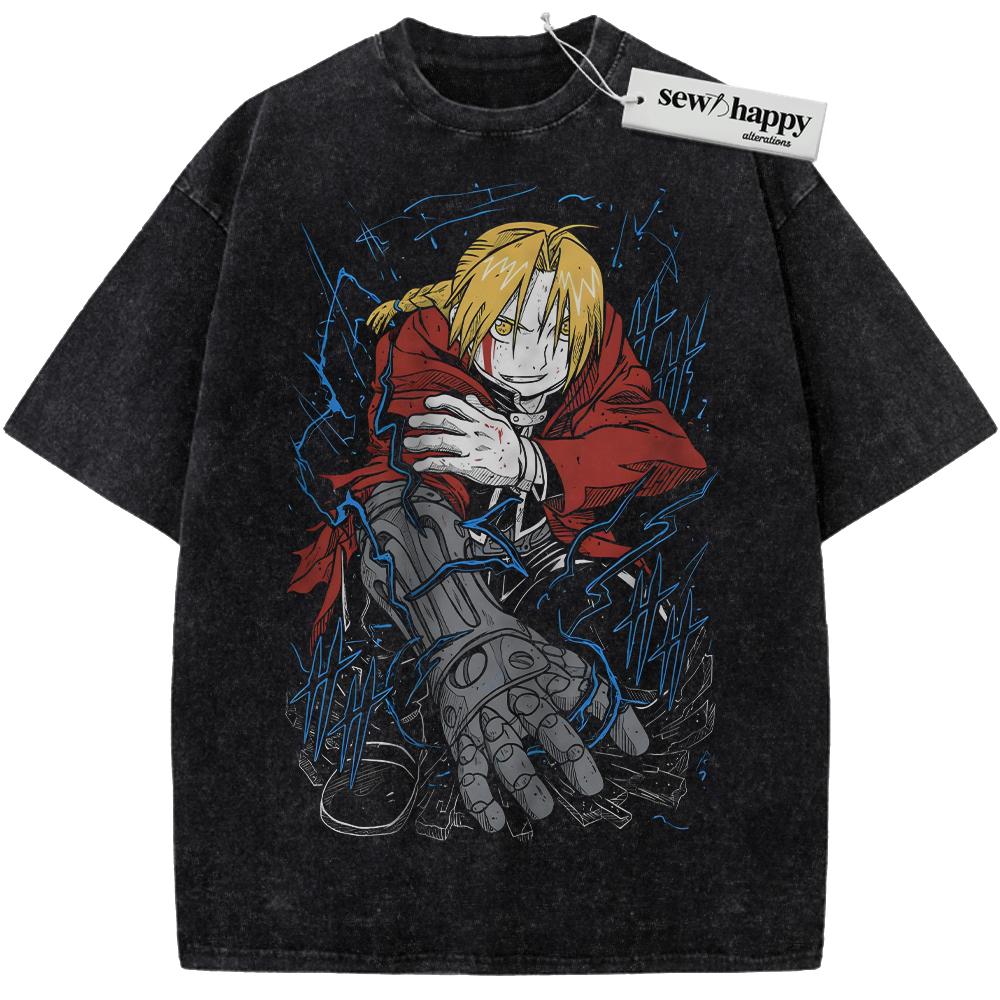 Wash Tee Edward Elric Shirt, Fullmetal Alchemist Shirt, Anime Shirt, Vintage Tee
