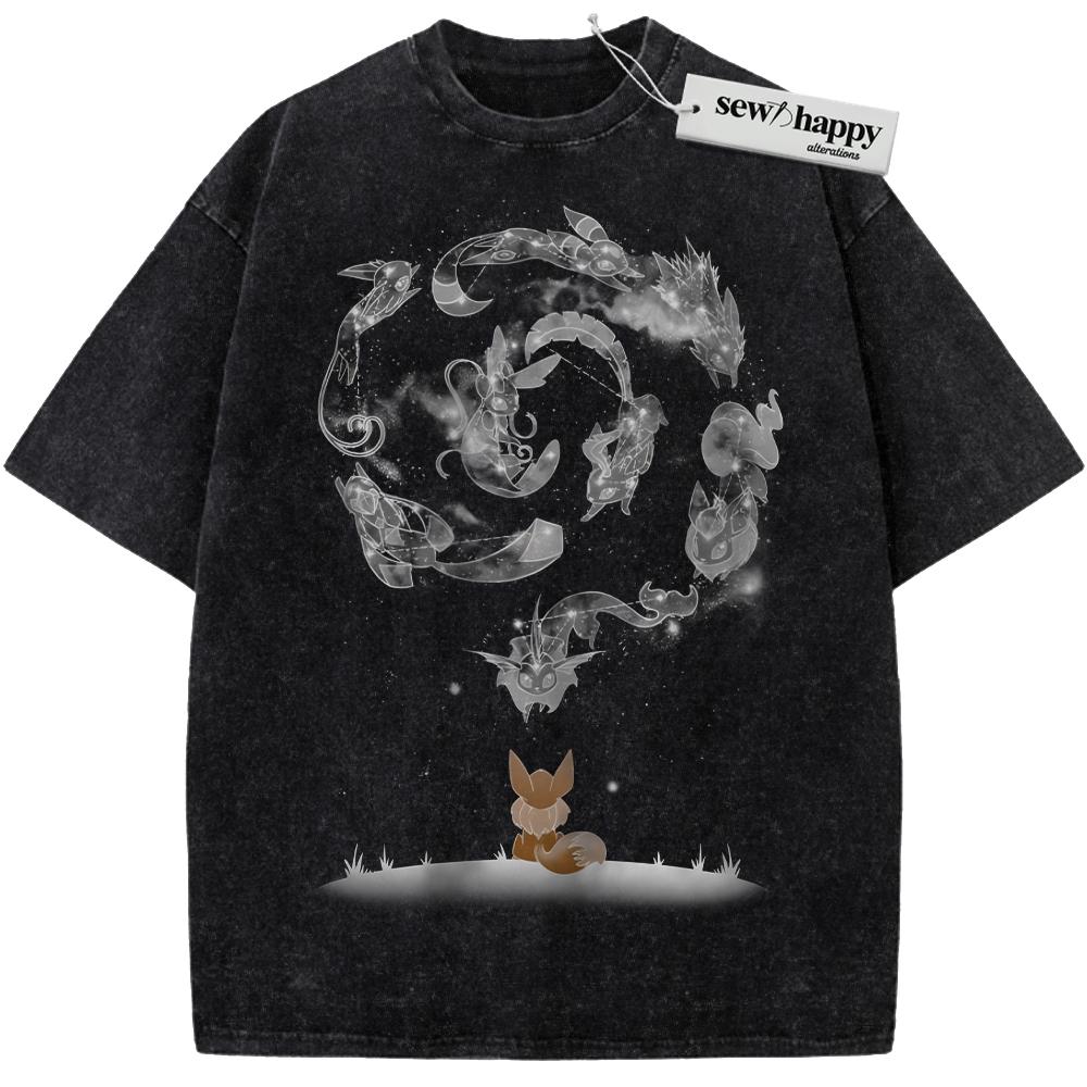 Wash Tee Eevee Evolutions Shirt, Pokemon Shirt, PKM Shirt, Anime Shirt, Vintage T-Shirt