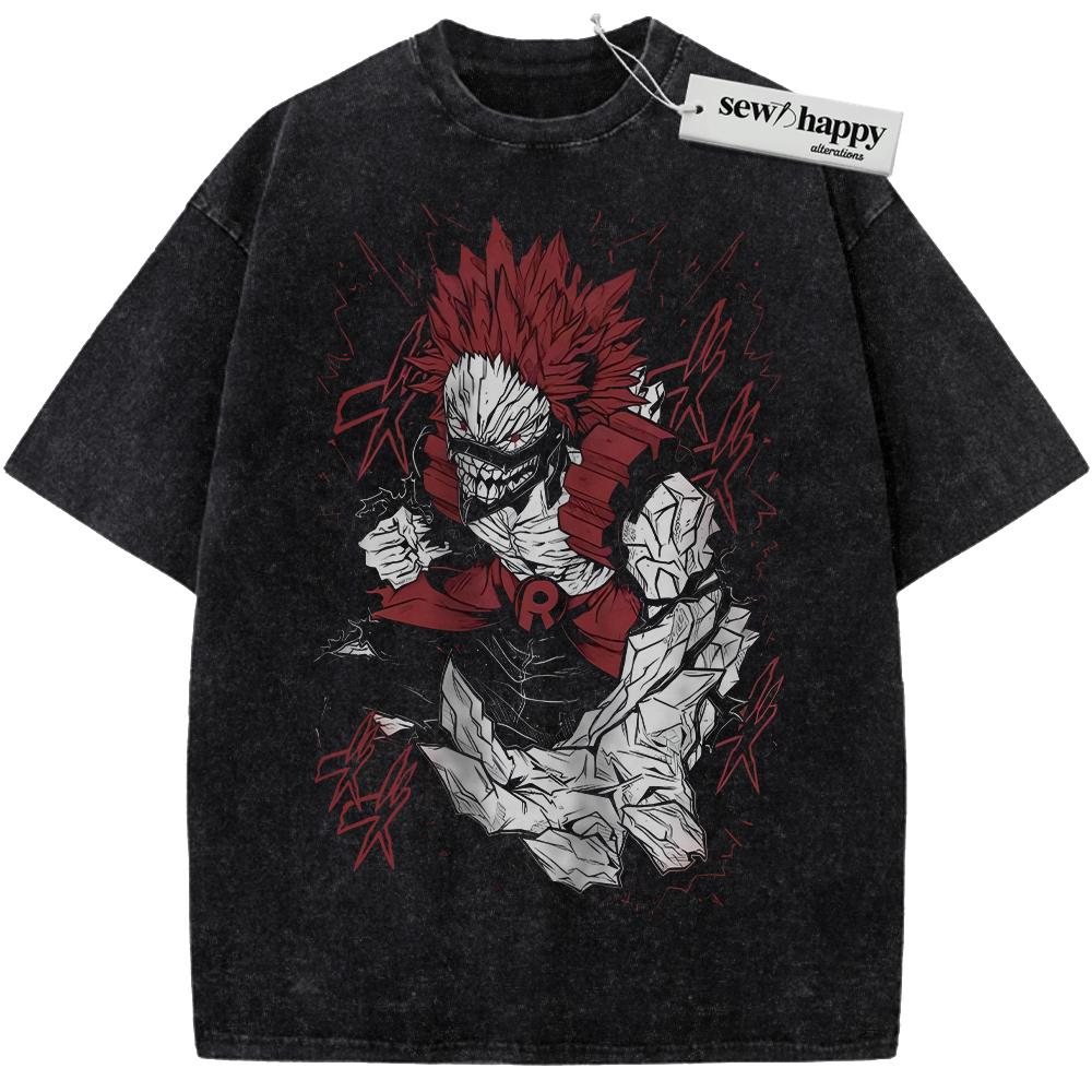 Wash Tee Eijiro Kirishima Shirt, MHA Shirt, Anime Shirt, Vintage T-Shirt