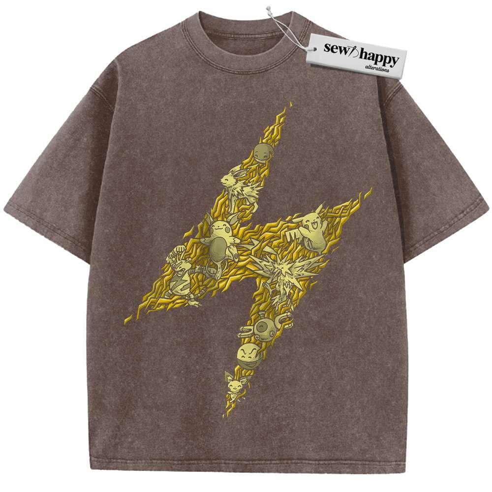 Wash Tee Electric-Type Shirt, Pokemon shirt, Anime Shirt, Vintage Tee