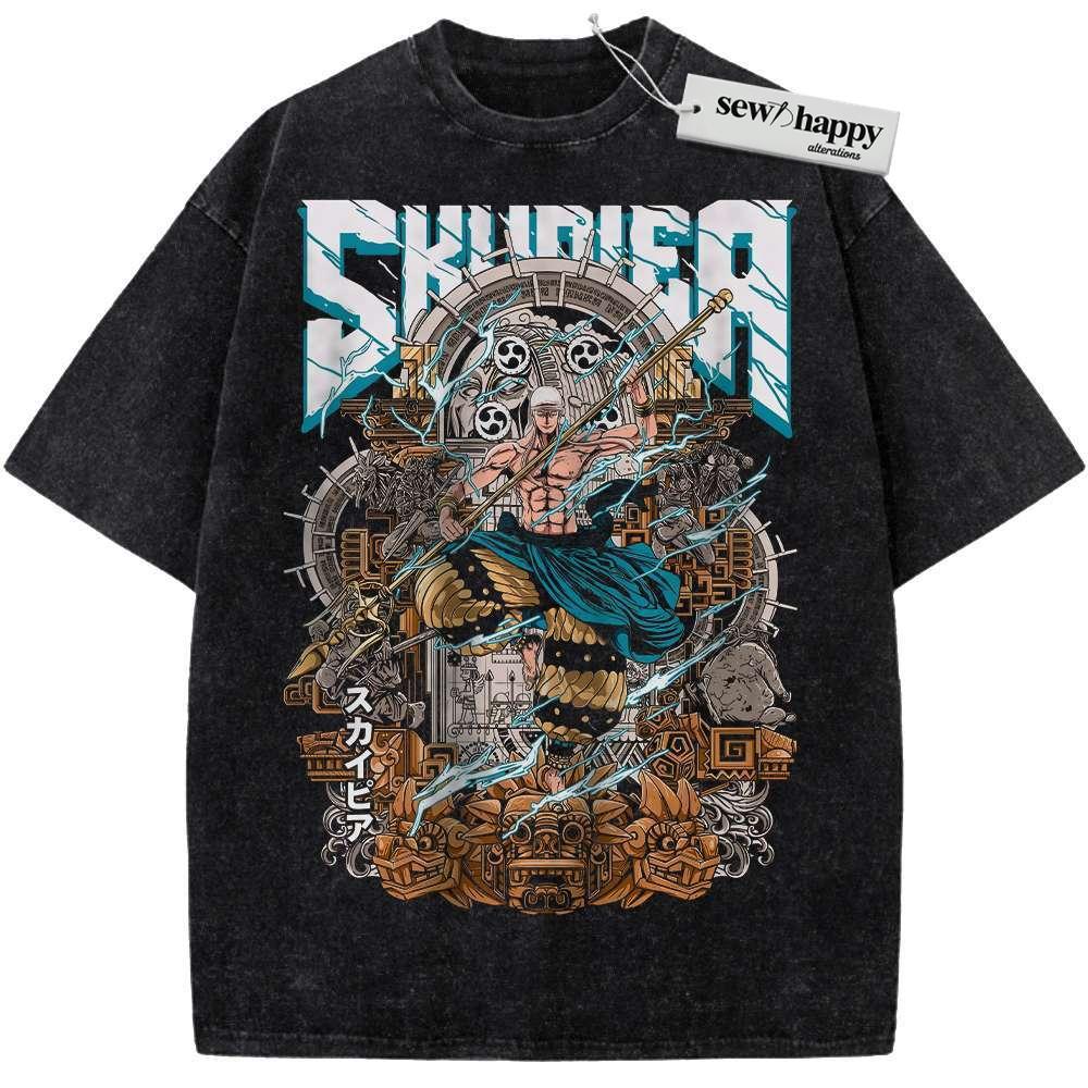 Wash Tee Enel Shirt, One Piece Shirt, Anime Shirt, Vintage T-Shirt