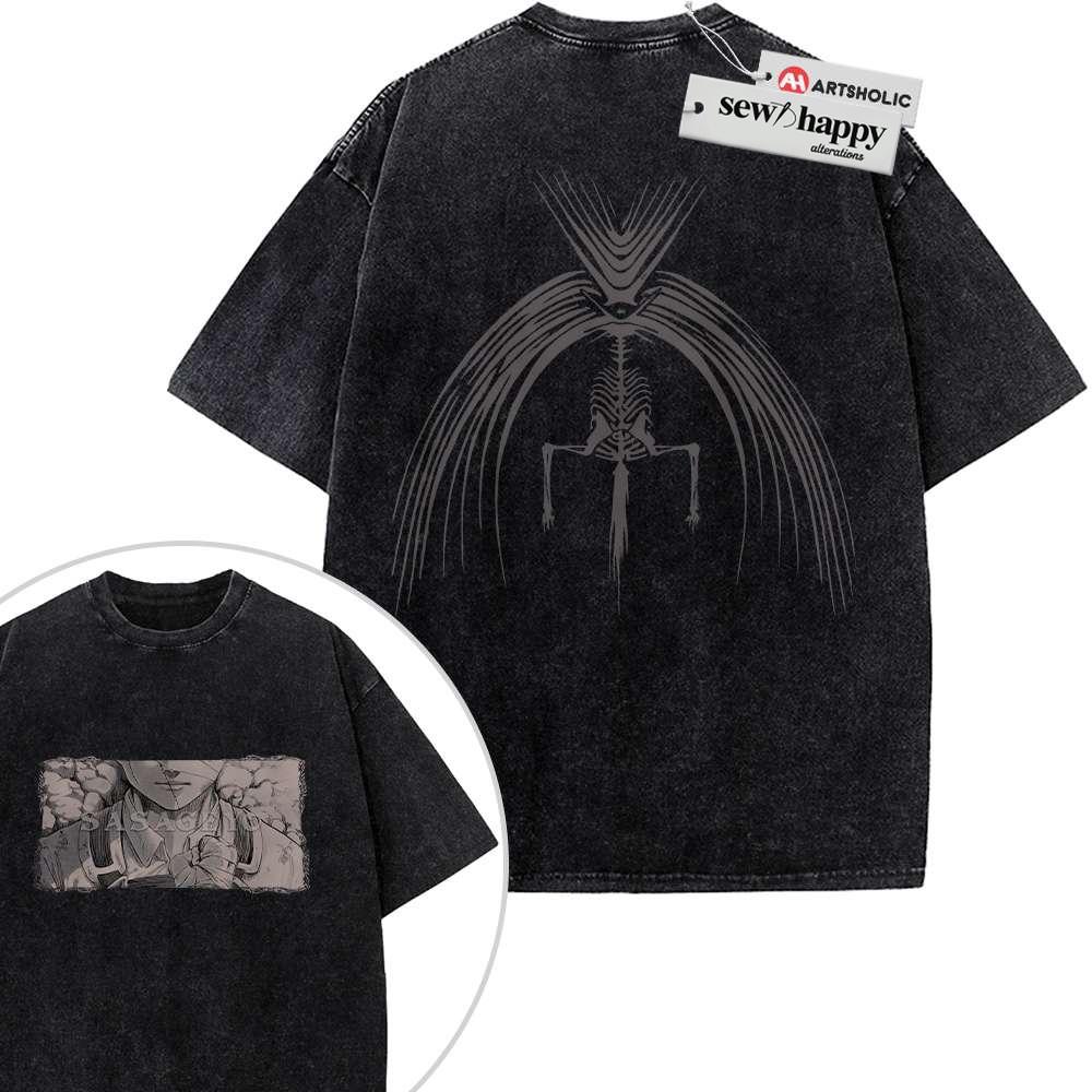 Wash Tee Eren Yeager Shirt, Attack on Titan Shirt, AOT Shirt, Anime Shirt, Vintage T-Shirt 2-Sided