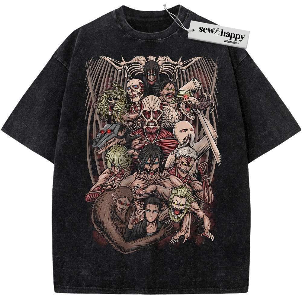 Wash Tee Eren Yeager Shirt, Attack On Titan Shirt, AOT Shirt, Anime Shirt, Vintage Tee