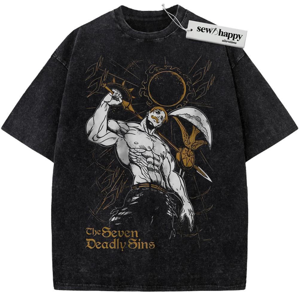 Wash Tee Escanor Shirt, Seven Deadly Sins Shirt, Anime Shirt, Vintage T-Shirt