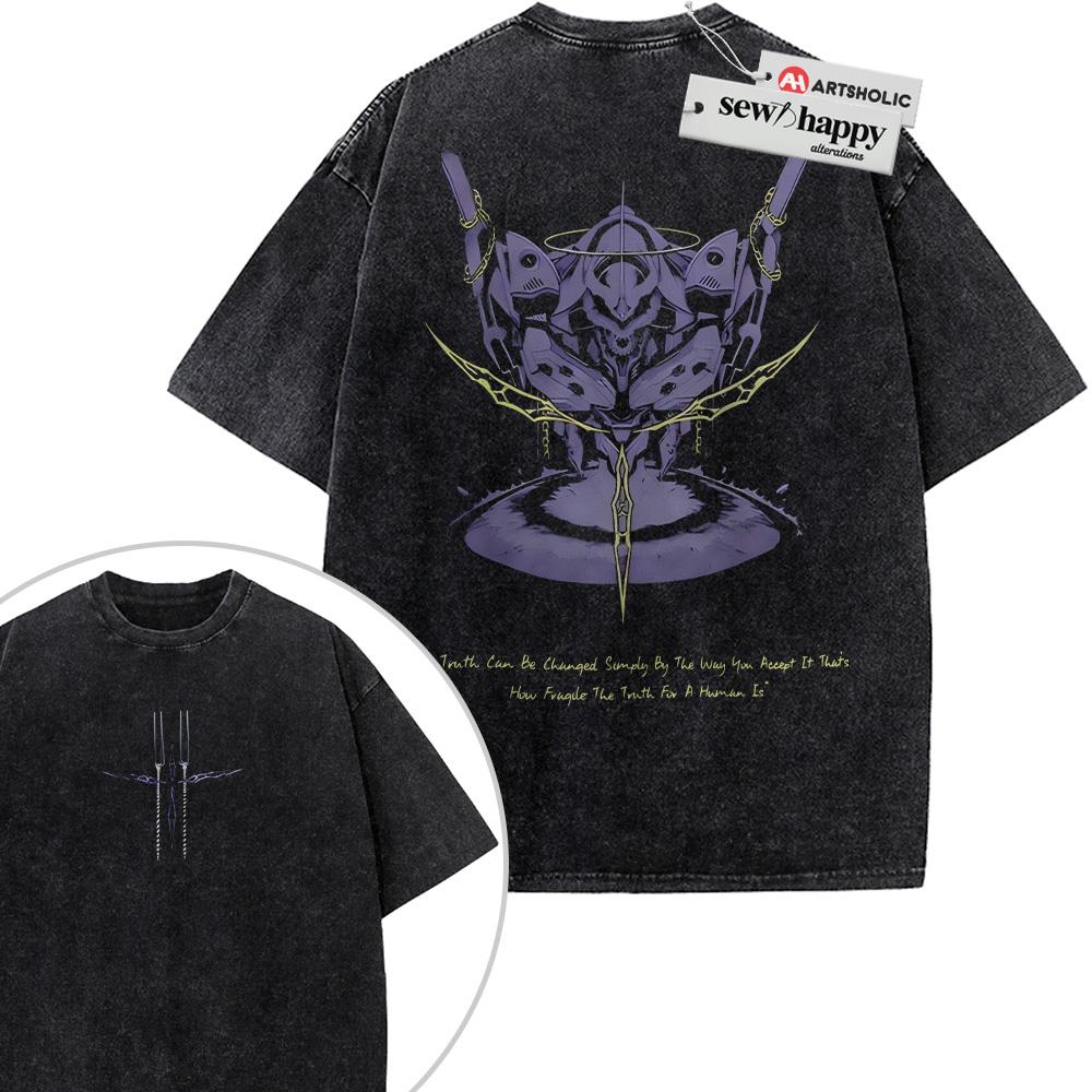 Wash Tee Evangelion Unit-01 Shirt, Neon Genesis Evangelion Shirt, Anime Shirt, Vintage T-Shirt 2-Sided