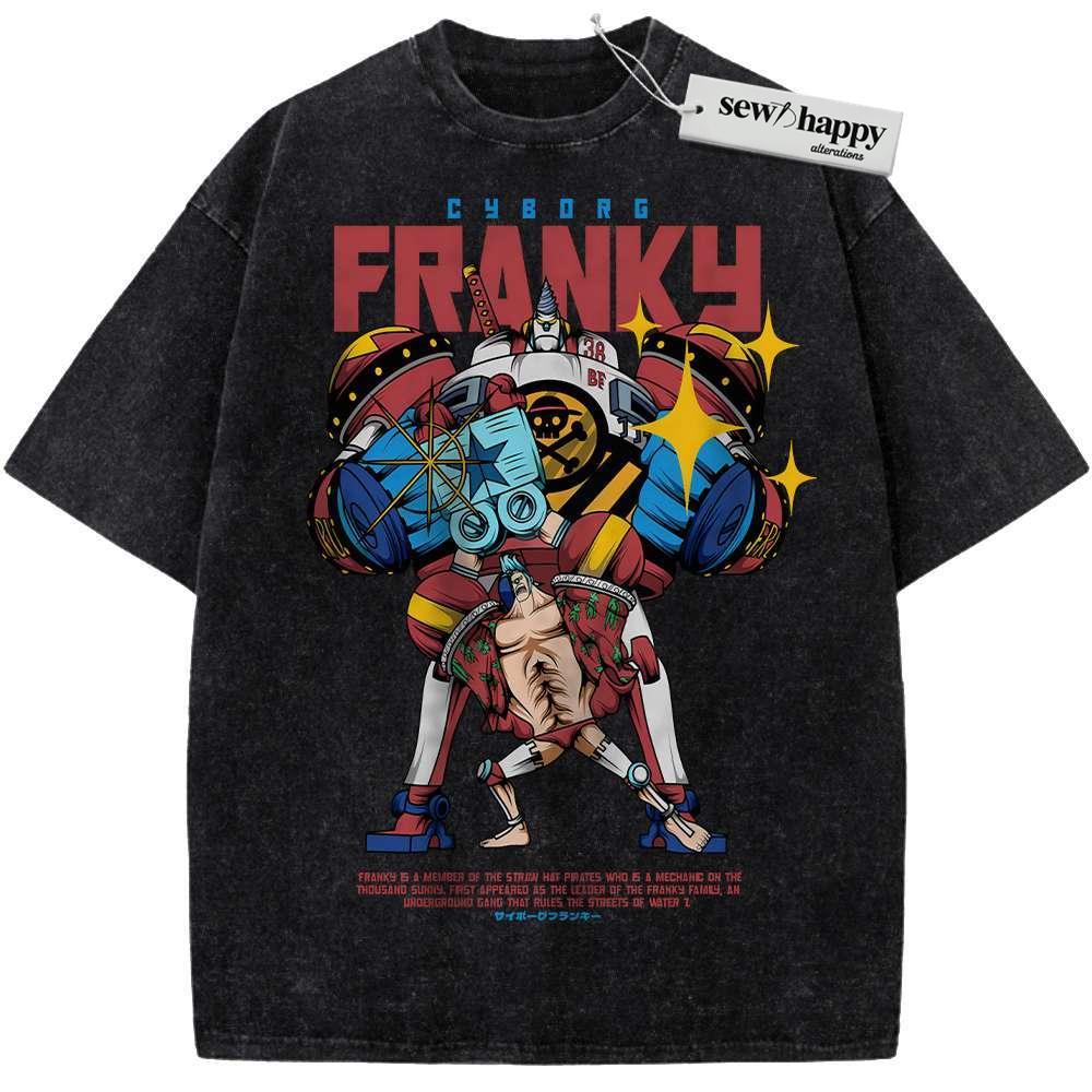 Wash Tee Franky Shirt, One Piece Shirt, Anime Shirt, Vintage T-Shirt Wash Tee Franky Shirt, One Piece Shirt, Anime Shirt, Vintage T-Shirt - Image 1