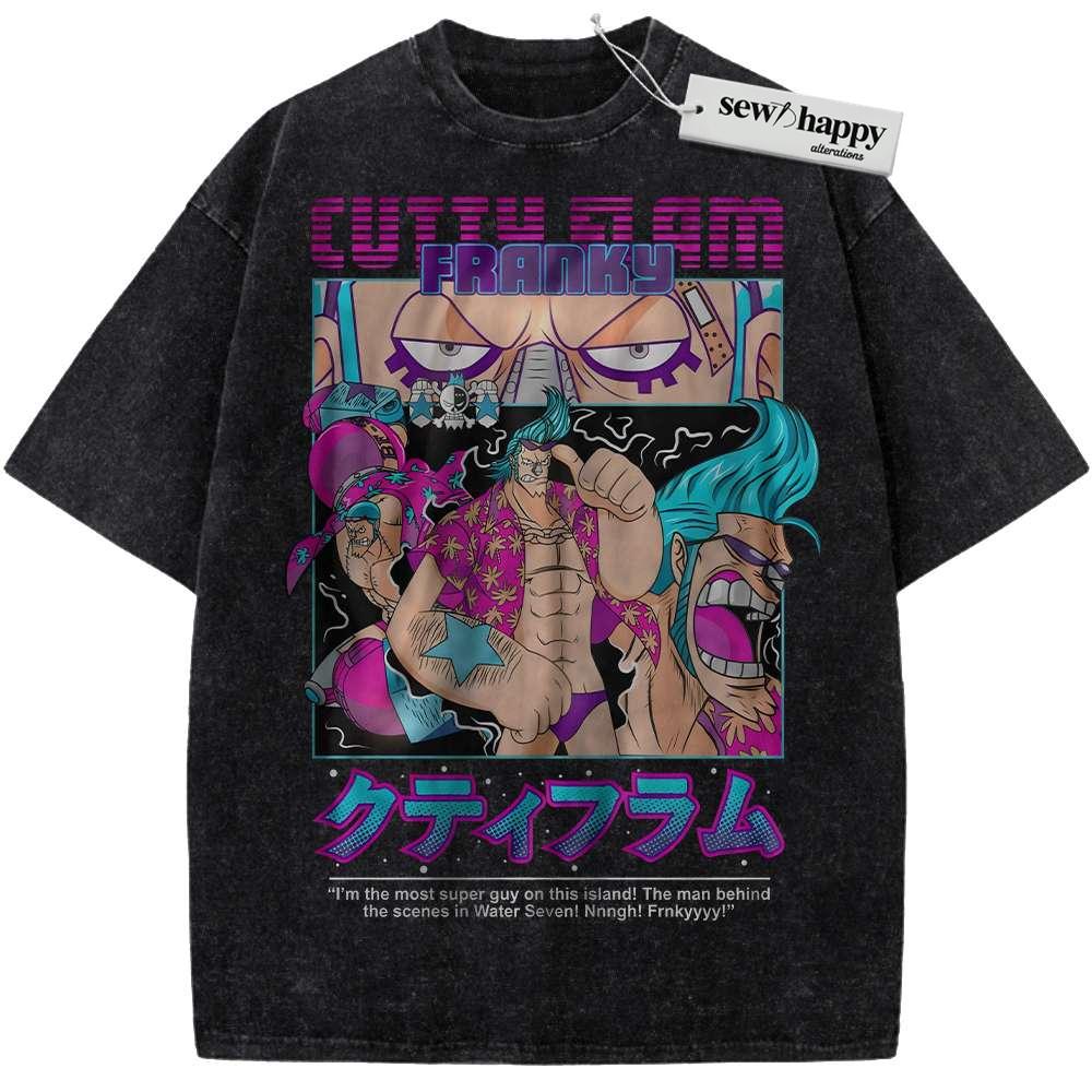 Wash Tee Franky Shirt, One Piece Shirt, Anime Shirt, Vintage T-Shirt Wash Tee Franky Shirt, One Piece Shirt, Anime Shirt, Vintage T-Shirt - Image 1