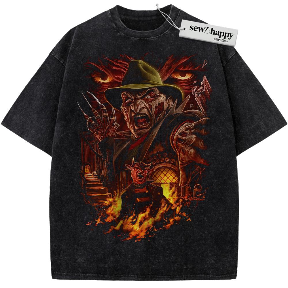 Wash Tee Freddy Krueger Shirt, A Nightmare on Elm Street Shirt, Horror Movie Shirt, Halloween Shirt, Vintage T-Shirt