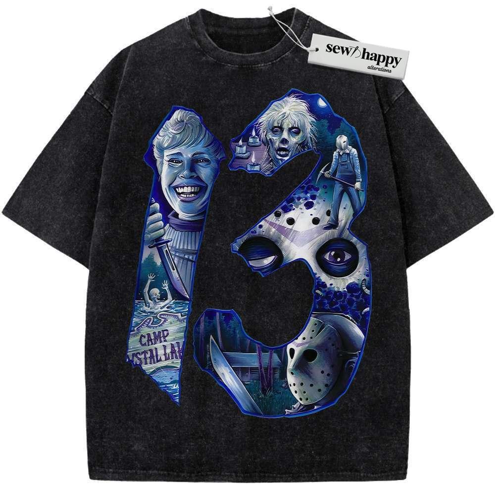 Wash Tee Friday the 13th Shirt, Halloween Shirt, Horror Shirt, Vintage T-Shirt Wash Tee Friday the 13th Shirt, Halloween Shirt, Horror Shirt, Vintage T-Shirt - Image 1