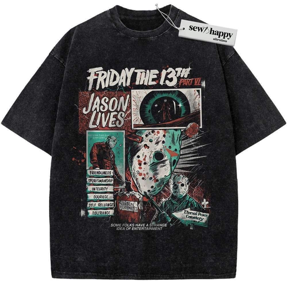 Wash Tee Friday the 13th Shirt, Halloween Shirt, Horror Shirt, Vintage T-Shirt Wash Tee Friday the 13th Shirt, Halloween Shirt, Horror Shirt, Vintage T-Shirt - Image 1