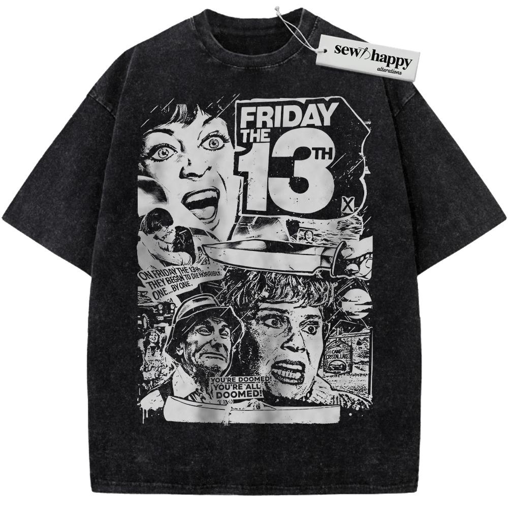 Wash Tee Friday the 13th Shirt, Horror Movie Shirt, Halloween Shirt, Vintage T-Shirt
