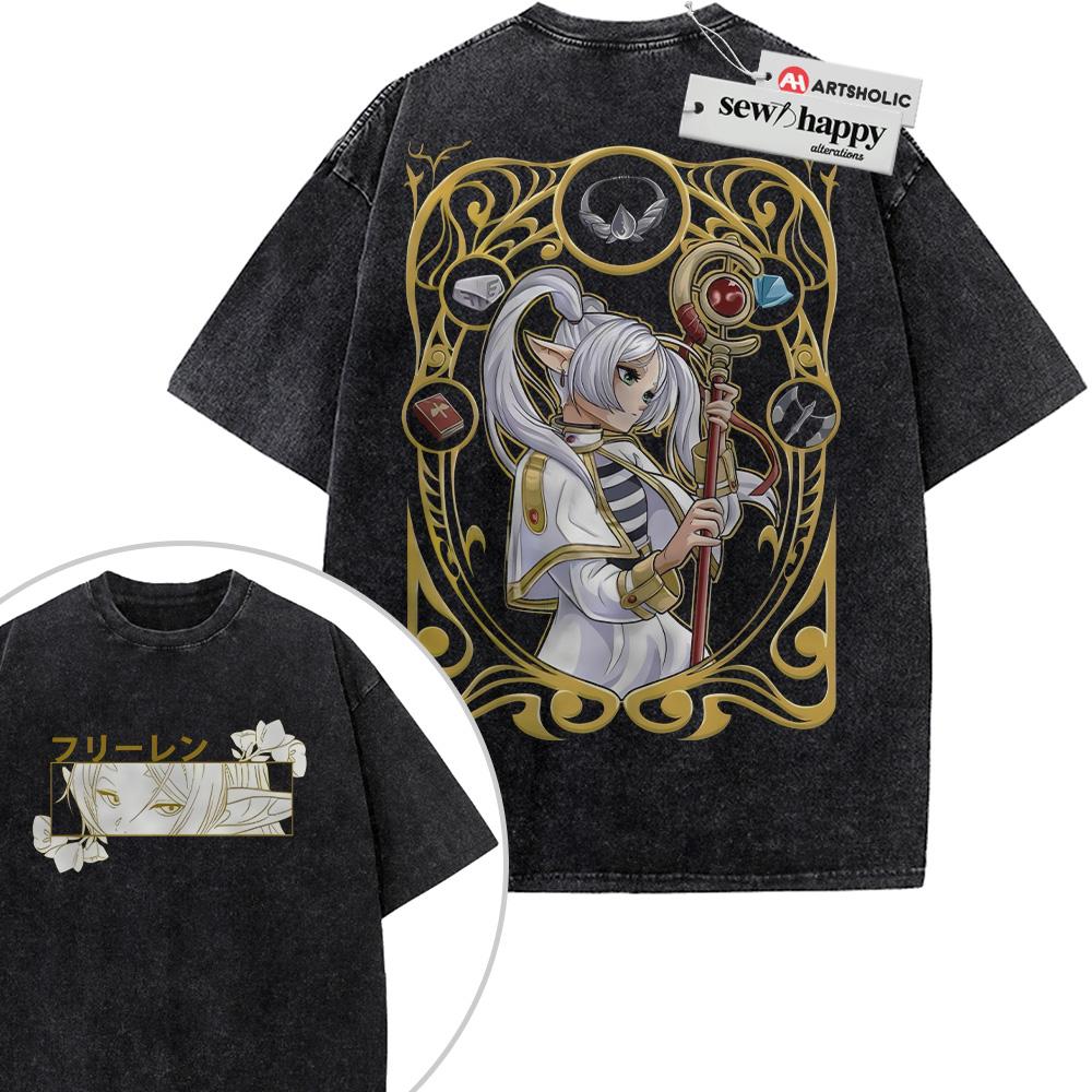 Wash Tee Frieren: Beyond Journey's End Shirt, Anime Shirt, Vintage T-Shirt 2-Sided