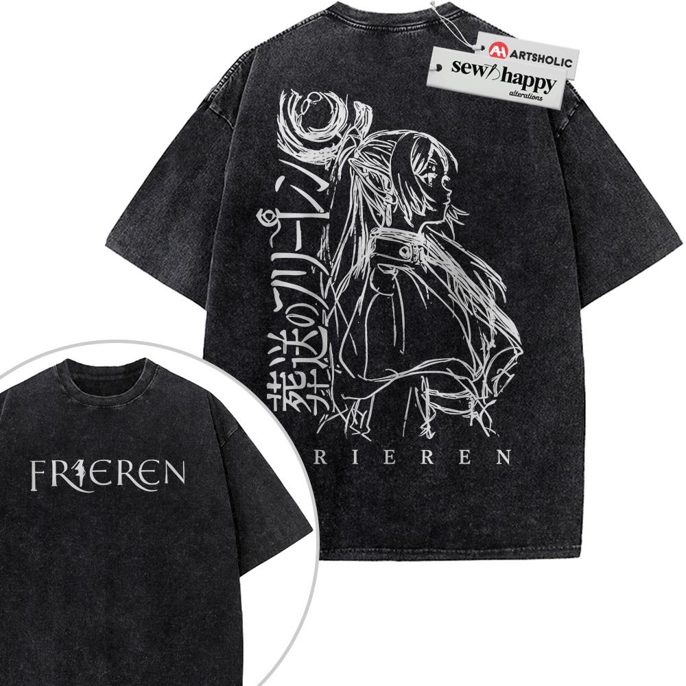 Wash Tee Frieren: Beyond Journey's End Shirt, Anime Shirt, Vintage Tee 2-Sided