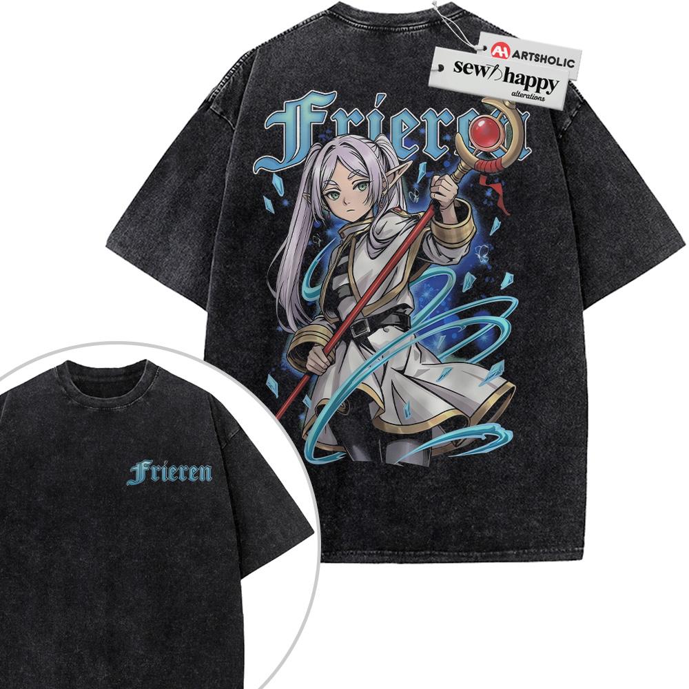 Wash Tee Frieren: Beyond Journey's End Shirt, Anime Shirt, Vintage Tee 2-Sided
